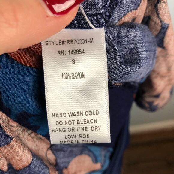 Sage the Label Blue Floral Crop Jumpsuit Culottes - Picture 5 of 7